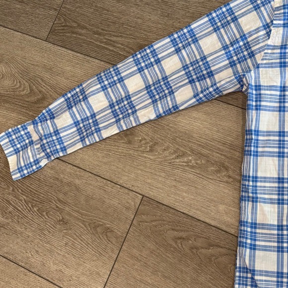 Peter Millar Button Down Shirt Mens Medium Blue Plaid Long Sleeve Stretch Preppy - Picture 3 of 8